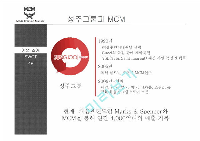 매스티지 브랜드 MCM의 마케팅 전략   (3 )